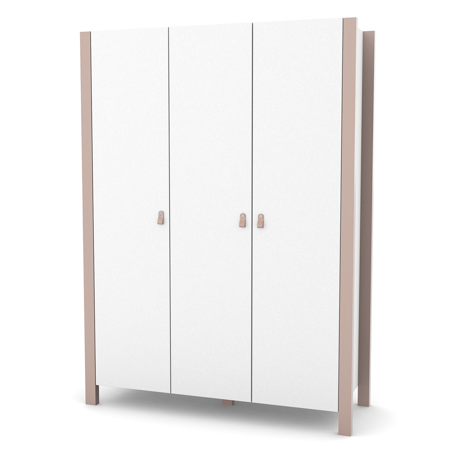 Veres Monaco 1310 Kinderkleiderschrank Dreitürig in Weiß Cappuccino. Harmonie aus weißen und cappuccinofarbenen Akzenten für ein elegantes Design.