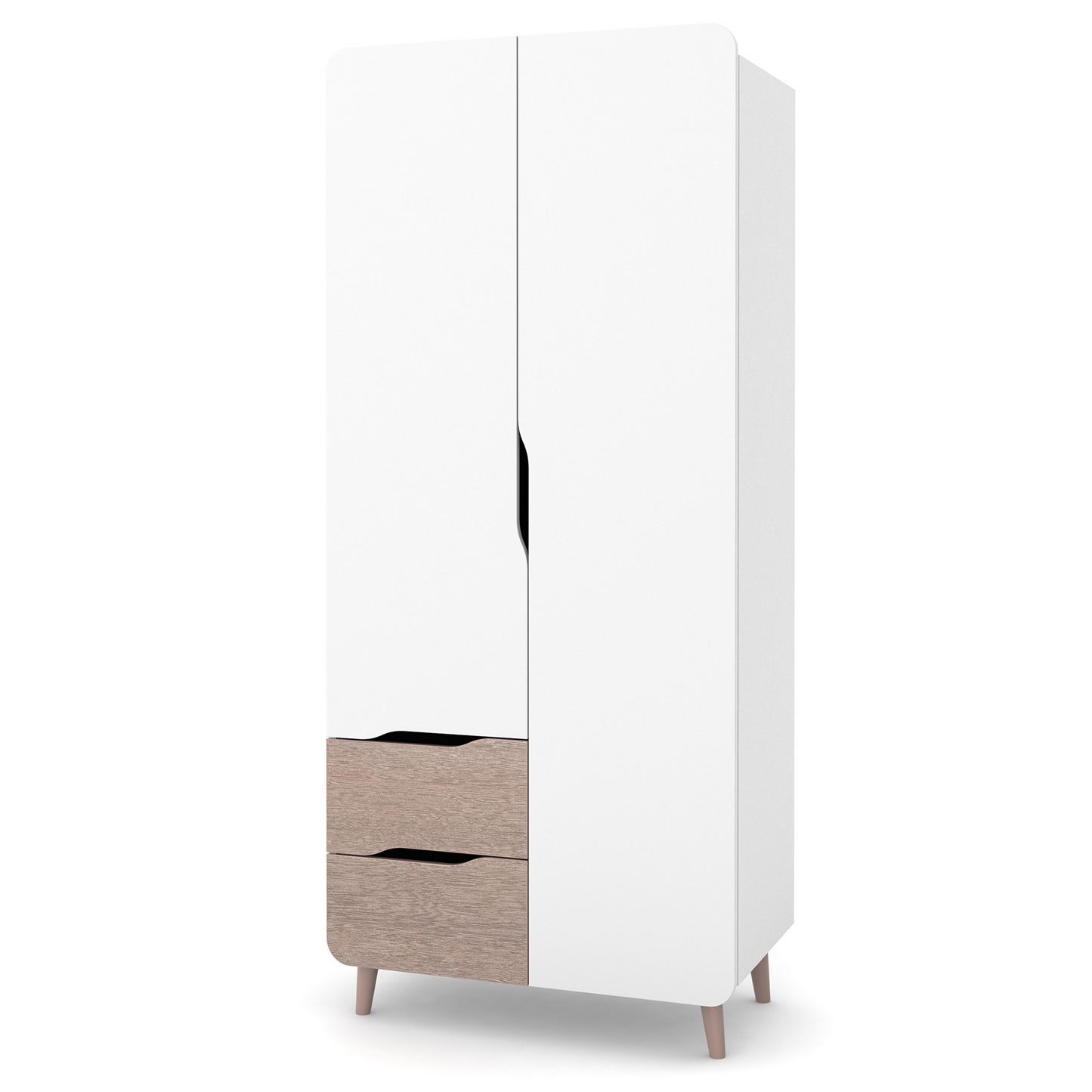 Veres Sydney 850 Zweitüriger Kleiderschrank für das Kinderzimmer (85x47x194 cm) – moderner Kleiderschrank in Weiß und Cappuccino mit zwei Türen für stilvolle Aufbewahrung im Kinderzimmer.