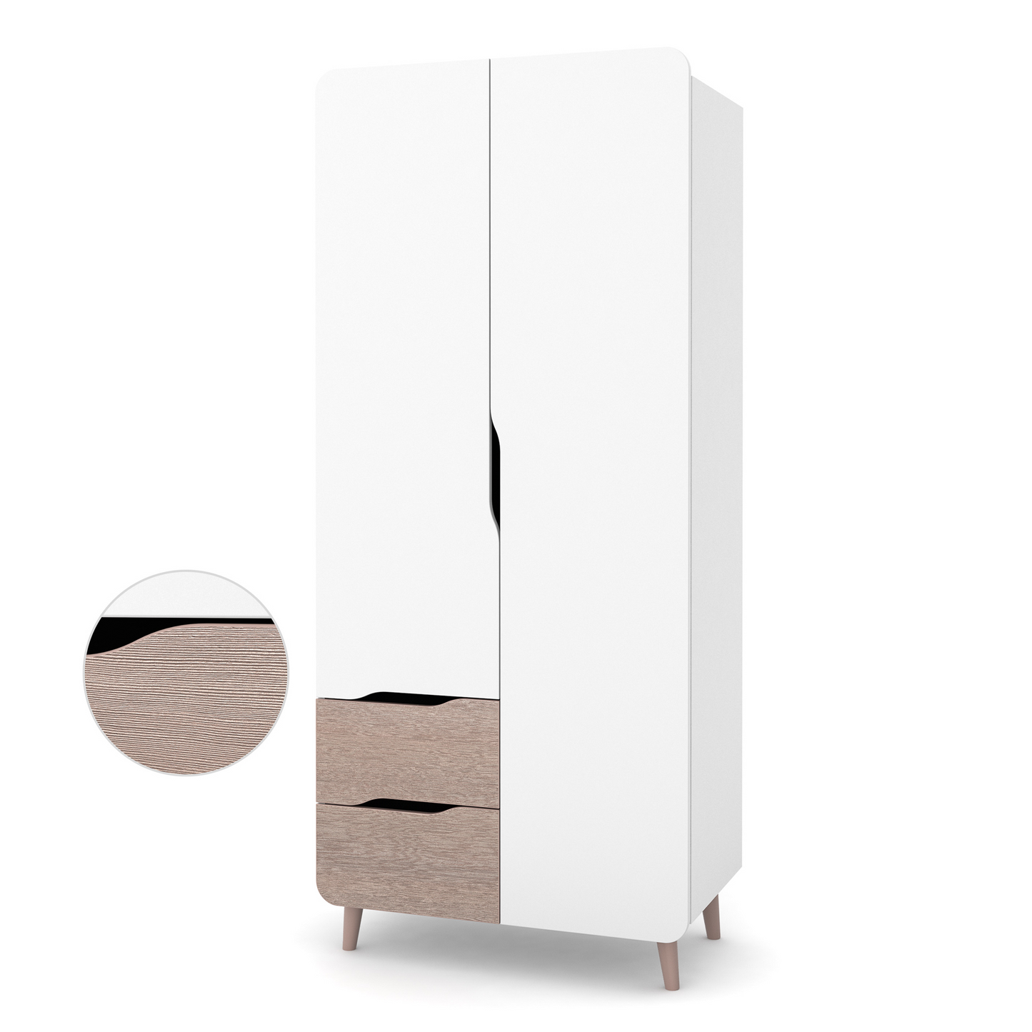 Veres Sydney 850 Zweitüriger Kleiderschrank für das Kinderzimmer (85x47x194 cm) – eleganter und praktischer Kleiderschrank in einem modernen Design für das Kinderzimmer.