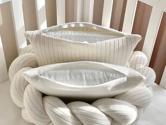 Babybettwäsche-Set 6 für ovale Babybetten 140×70 cm – TraumLand Milchweiß