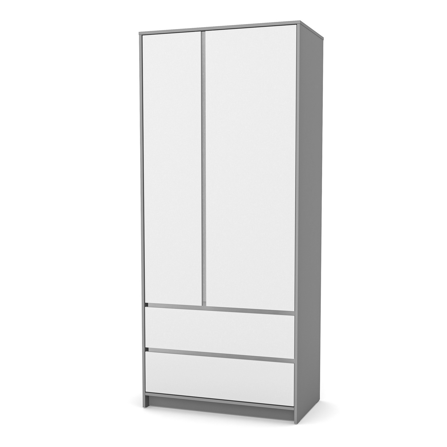 Schrank Veres Bern 900 in Weiß und Graphit – moderner Schrank mit Schubladen, ideal für die Aufbewahrung von Kinderkleidung.