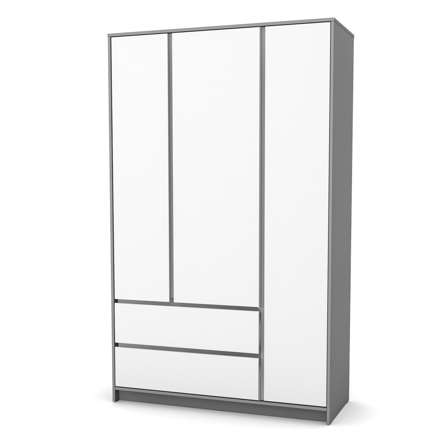 Kinderschrank Veres Bern 1270 in Weiß und Graphit – moderner Schrank mit kontrastierenden Farben, perfekt für jedes Kinderzimmer.