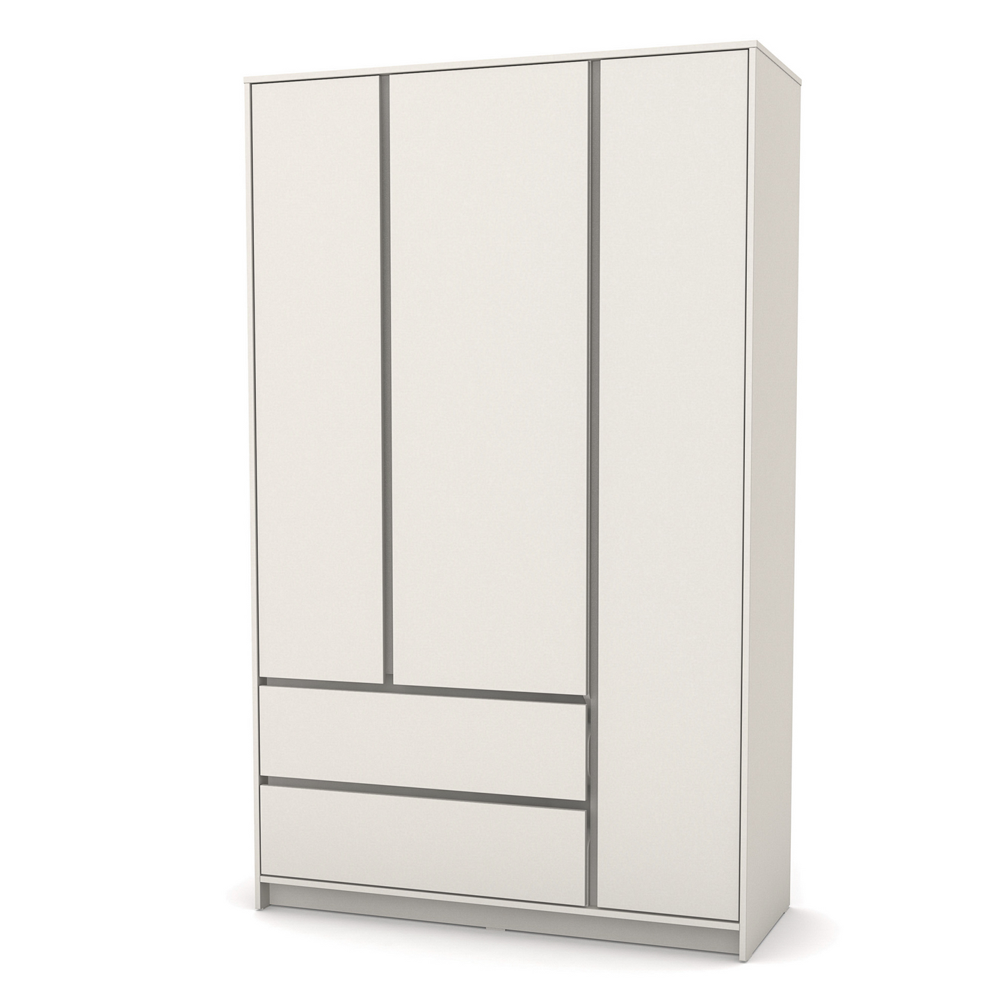 Kinderschrank Veres Bern 1270 in Cashmere – eleganter Schrank mit drei Türen und Schubladen, ideal für die Aufbewahrung.