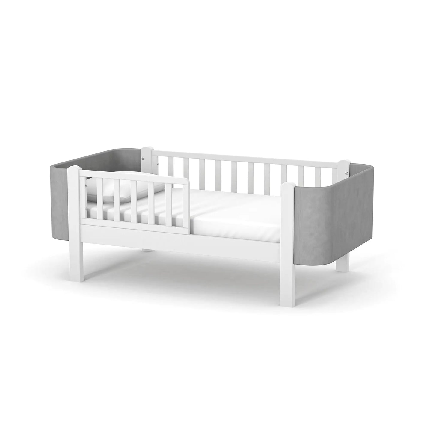 Veres Monaco Velour 160 Jugendbett 160x80 cm in Weiß Grau – stilvolles und sicheres Jugendbett für modernes Wohndesign