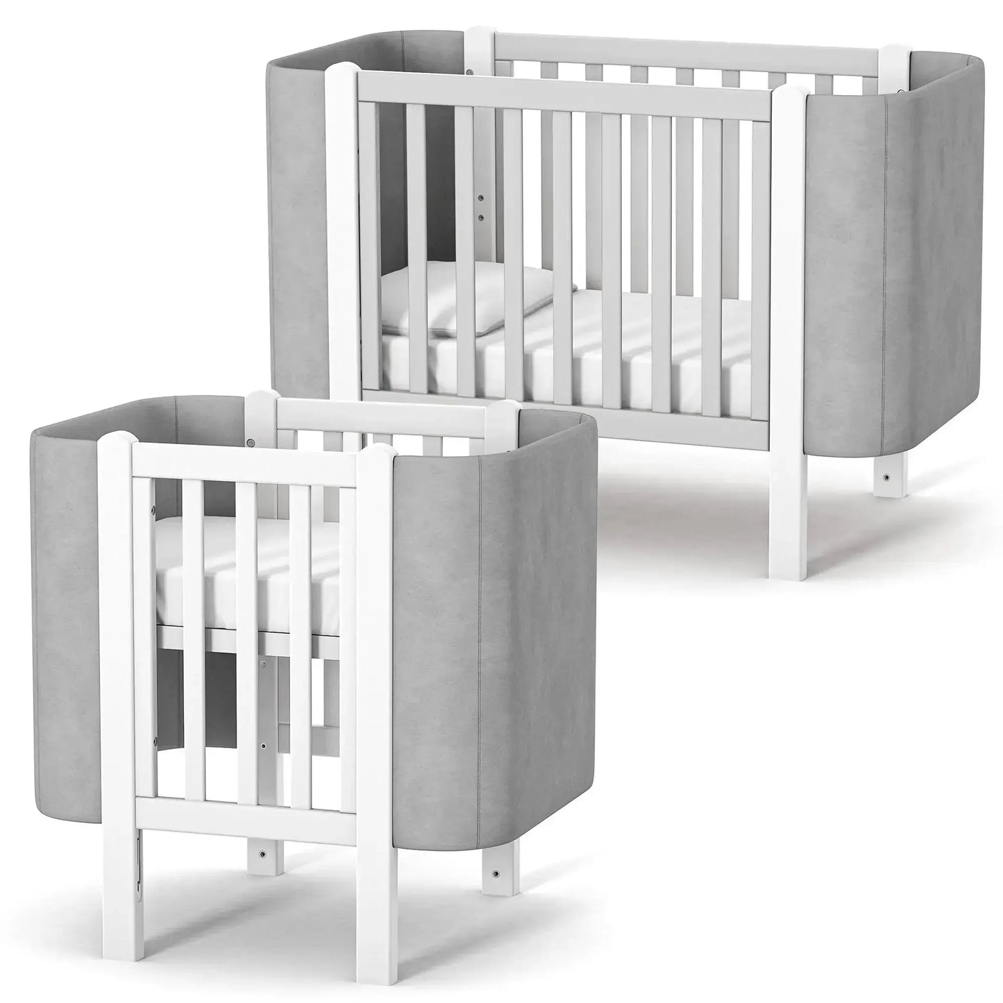 Veres Monaco Velour Babybett (120x60 cm), umbaubar zum Mini-Bett (80x60 cm) inkl. Transformer-Matratze 2-in-1 Veres Company