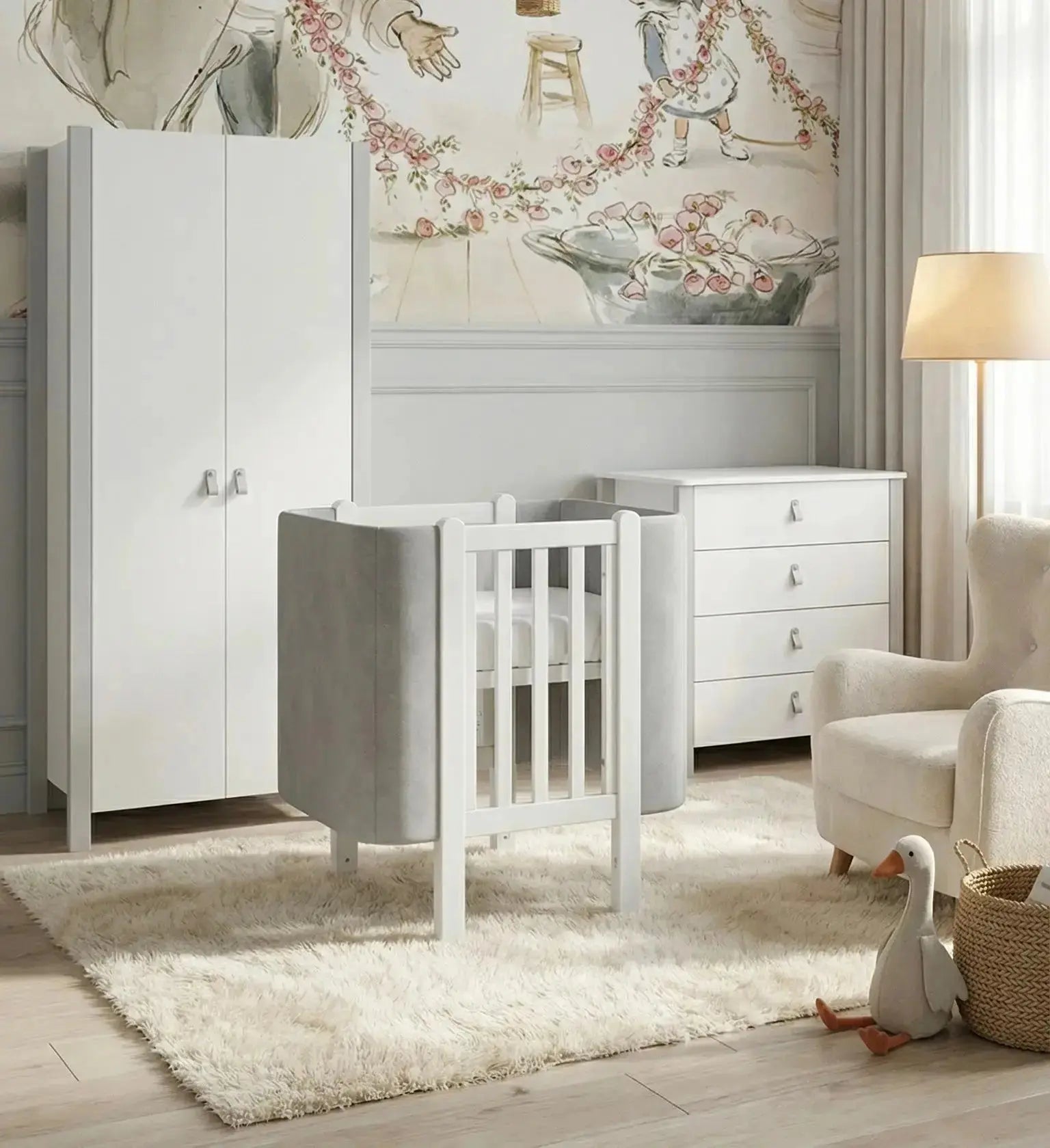 Veres Monaco Velour Babybett (120x60 cm), umbaubar zum Mini-Bett (80x60 cm) inkl. Transformer-Matratze 2-in-1 Veres Company