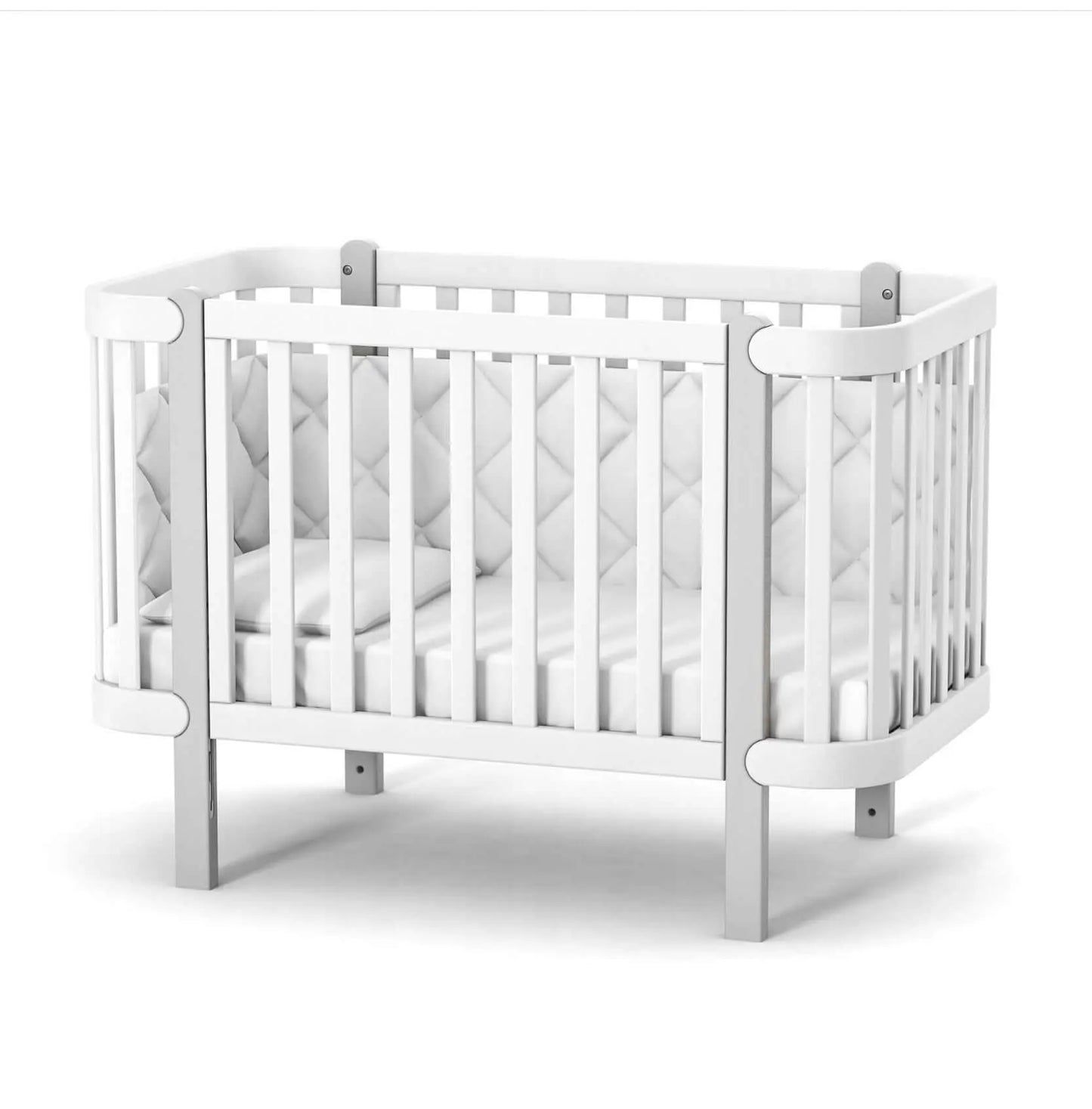 Veres Monaco Gitterbett 120x60 in Weiß-Grau – stilvolle Kombination für moderne Babyzimmer