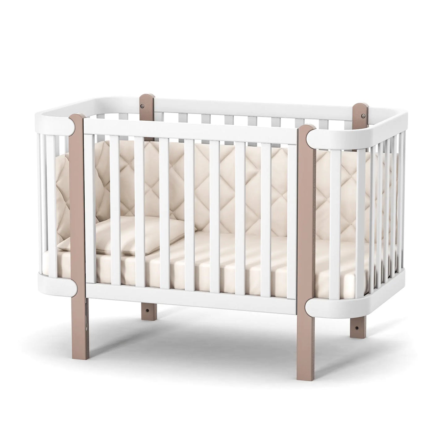 Babybett Veres Monaco 120x60 in Weiß-Cappuccino – warme Farbtöne für ein gemütliches Kinderzimmer